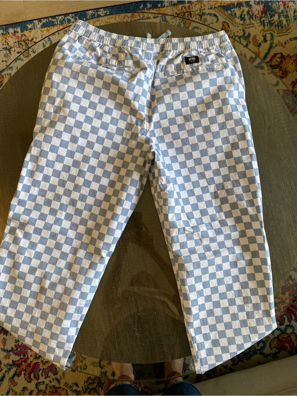 Vans Blue and White Checkerboard Elastic Waist Joggers
